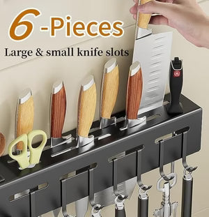 Wall Mounted Kitchen Knife & Utensil Organizer Rack – Space Saving Kitchen Storage Holder